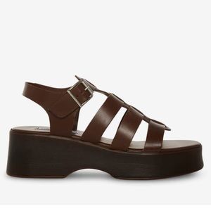Steve Madden Sarai Fisherman brown Leather Platform Sandals